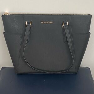 Michael Kors Black Tote with Gold Accents